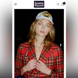 Rowing Blazers Women's Tartan Diana Jacket Holiday Plaid Red Large NWT